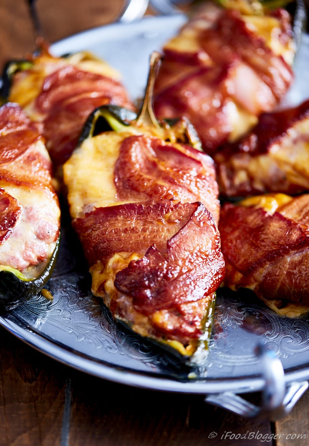 Cream Cheese Stuffed Poblano Peppers Wrapped Bacon