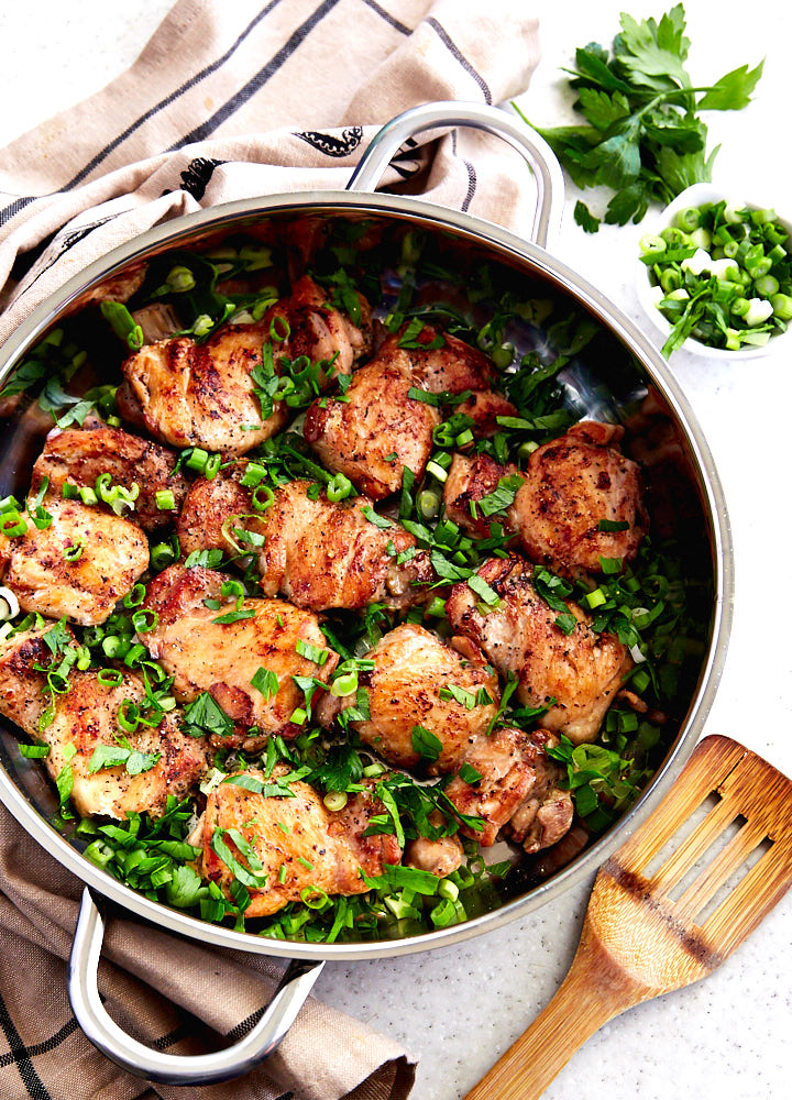 This boneless chicken thigh recipe makes super tender, succulent, and very flavorful chicken thighs. Absolutely delicious! Only takes 10 minutes to cook.