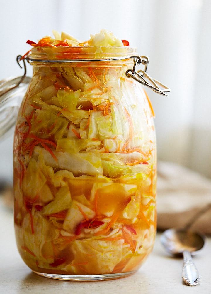 20-Minute Pickled Cabbage - i FOOD Blogger