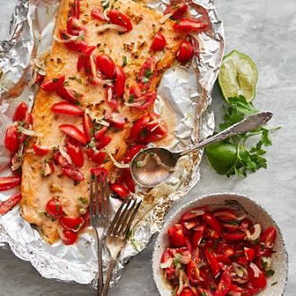 Broiled Steelhead Trout with Cherry Tomato and Shallot Relish Recipe | ifoodblogger.com