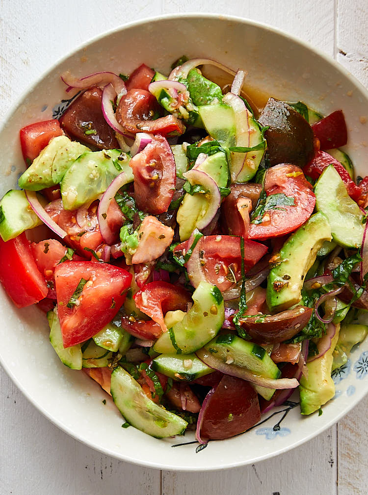 Delicious Tomato Cucumber Avocado Salad - i FOOD Blogger