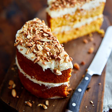 Flourless (gluten-free) carrot cake - light and very moist.