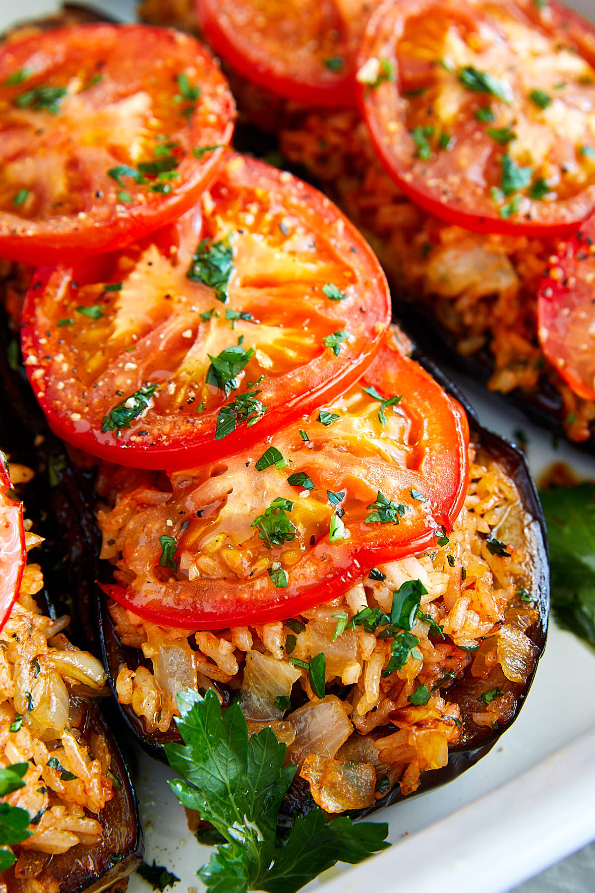 Roasted Eggplant slices topped with a jalapeño garlic sauce- a simple , Eggplant Recipe