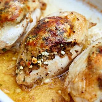 Duxelles and Feta Stuffed Chicken Breast | ifoodblogger.com