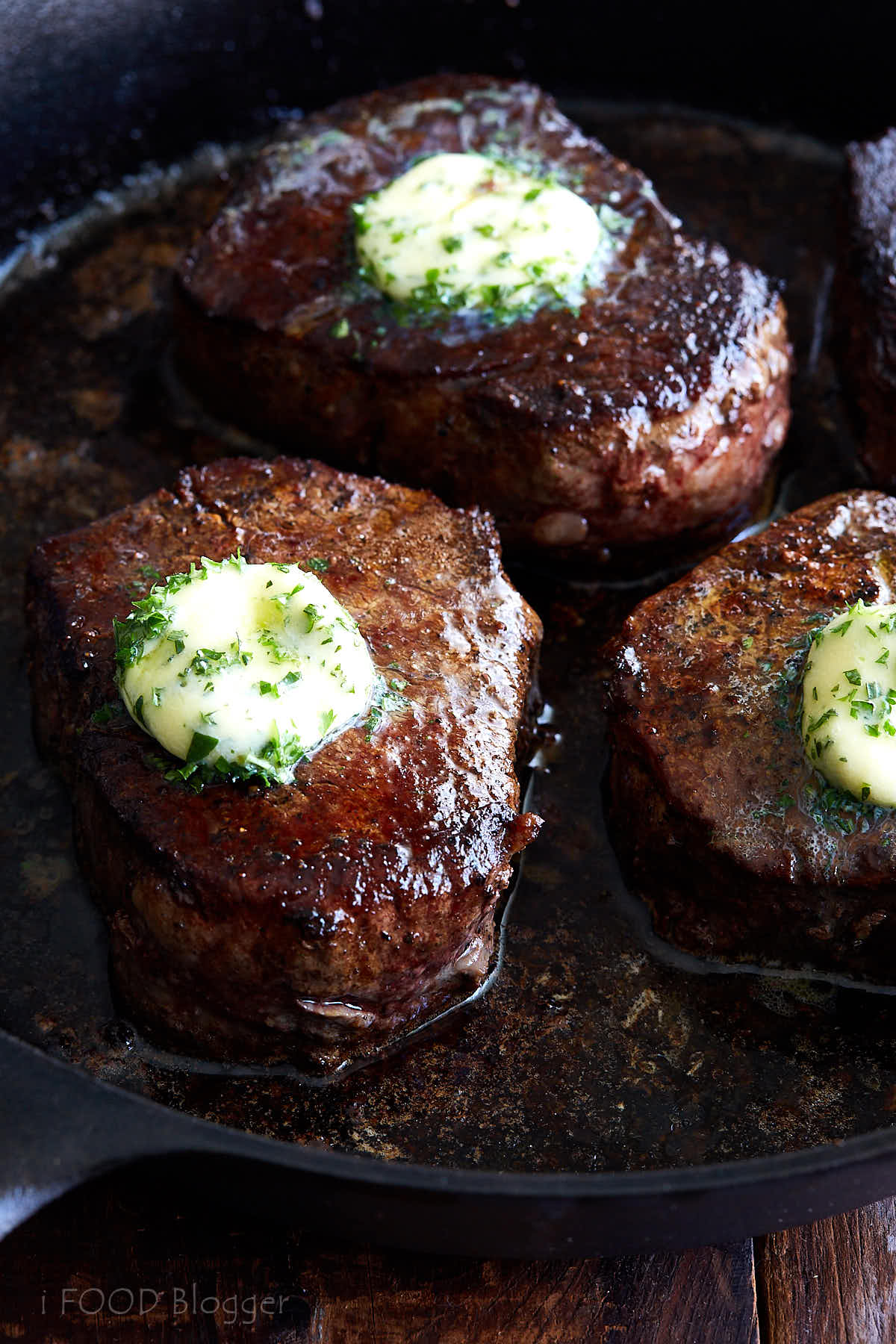 Filet Mignon Steak with Garlic & Herb Butter - i FOOD Blogger