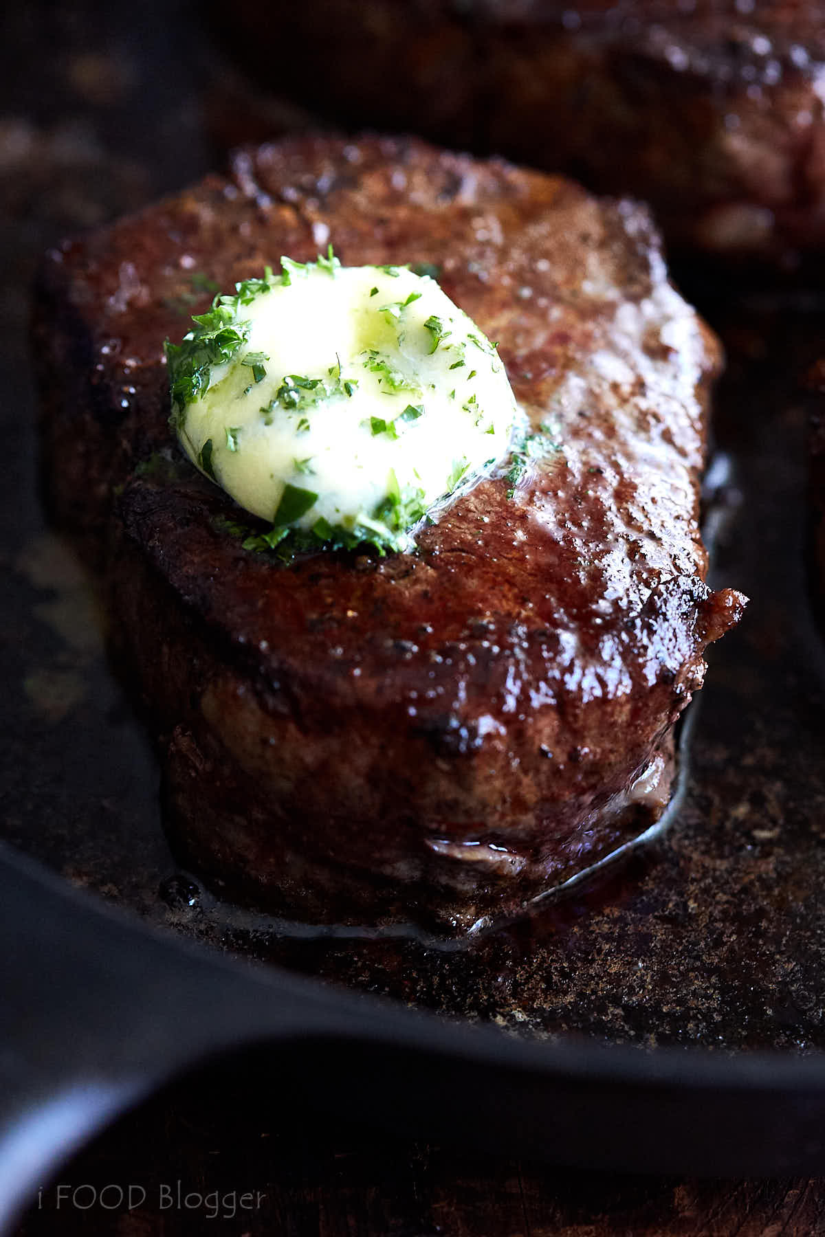 Filet Mignon Steak with Garlic & Herb Butter - i FOOD Blogger