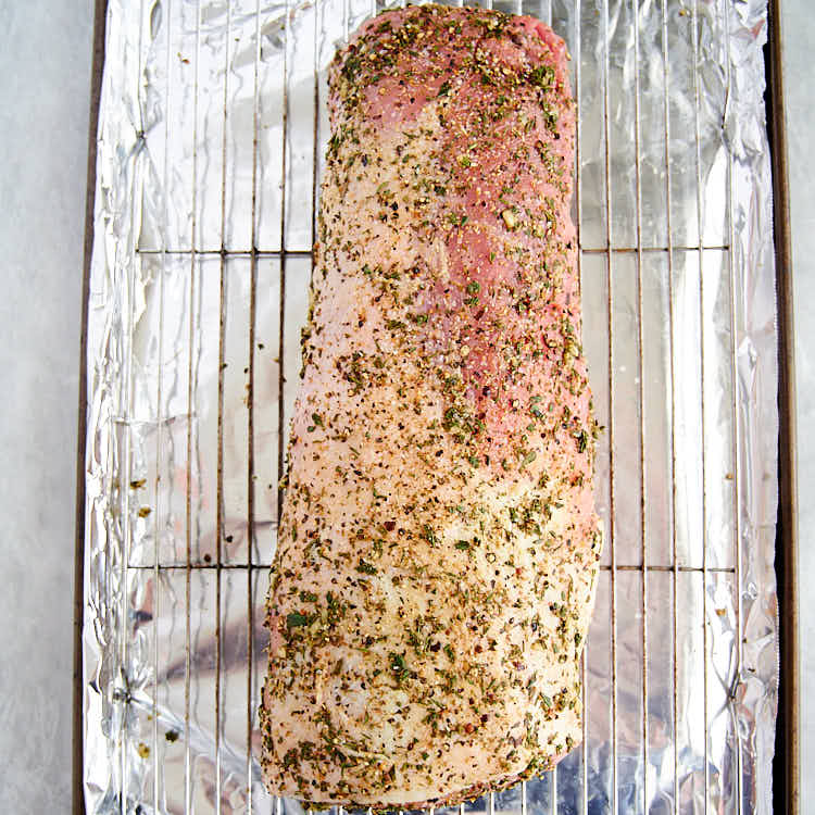 Pork Roast rubbed with herbs and spices.